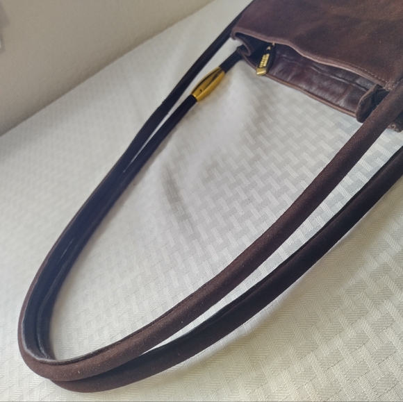 STUART WEITZMAN Brown Suede Leather Bucket Shoulder Bag Made in Spain - Picture 7 of 8